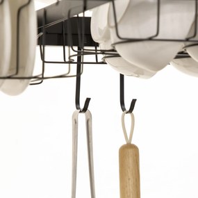 HOMCOM Scurgător de vase 2 nivele suport pentru cuțit suport pentru plachă de tăiat 93 x 30 x 52,5 cm oțel negru | Aosom Romania