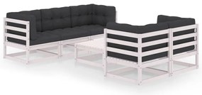vidaXL Set mobilier de grădină cu perne, 6 piese, lemn masiv de pin