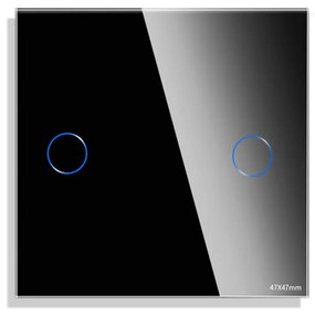 Panou Intrerupator Dublu cu Touch Mini din Sticla LUXION