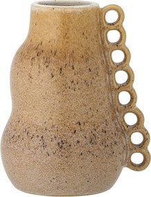 Vază din ceramică artizanală, maro, cu bucle aplicate manual, finisaj cu glazură reactivă, 23 x 19 cm, „Souri”