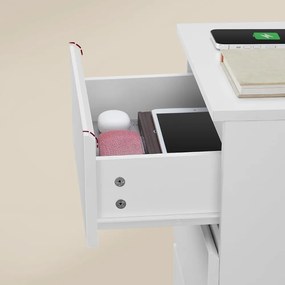 Noptiere cu funcție de încărcare ZION, 35x40x59 cm, alb Vasagle