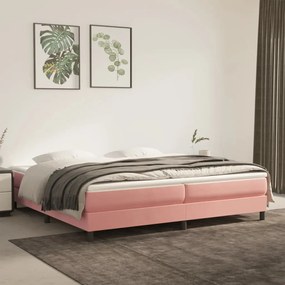 3144356 vidaXL Pat box spring cu saltea, roz, 200x200 cm, catifea