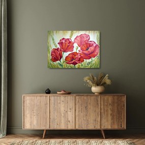 Tablou pe sticlă - Mac - flori (70x50 cm)
