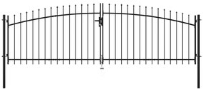 vidaXL Poartă de gard cu uși duble, cu vârfuri de suliță, 400 x 175 cm