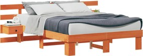 vidaXL Cadru de pat cu headboard Maro 150 x 200 cm Lemn de pin masiv