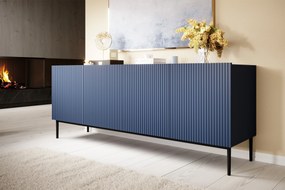 Comodă Nicole 200 cm - MDF albastru închis / picioare negre