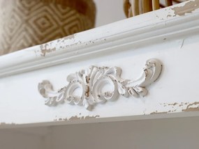 Bibliotecă shabby chic din lemn cu finisaj antichizat crem, 5 rafturi, 106×39×200 cm, „Violette"