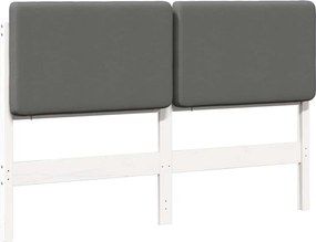 vidaXL Tăblie tapițată Alb și gri deschis 120 cm Lemn de pin masiv