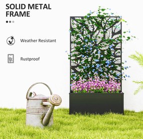 Outsunny Jardinieră cu Grilaj pentru Plante Cățărătoare cu Montare pe Perete sau Independent, 61x23x113 cm, Negru | Aosom Romania