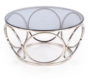 Masuta cafea VENUS argintiu/transparent, sticla/otel, 80x44 cm
