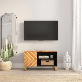 356798 vidaXL Dulap TV, maro și negru, 80x31,5x46 cm, lemn masiv de mango