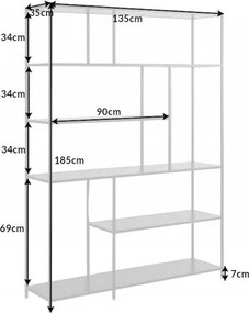 Raft design industrial Slim Line 185x135cm, negru