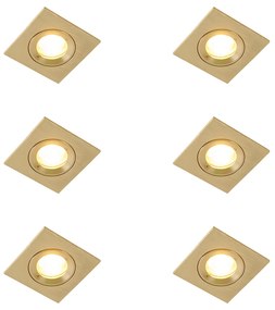 Set de 6 spoturi încastrate moderne aurii pătrate IP44 - Xena