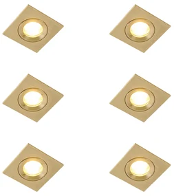 Set de 6 spoturi încastrate moderne aurii pătrate IP44 - Xena