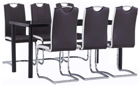 vidaXL Set mobilier de bucătărie, 7 piese, maro, piele ecologică