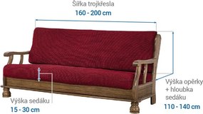 Nueva Textura Huse care se întind foarte bine NIAGARA bordo 3fotoliu cu manere de lemn (l. 160 - 200 cm)