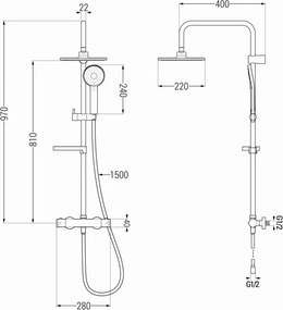 Mexen KX40 set de duș încastrat cu duş de ploaie și baterie termostatică, auriu - 771504091-50