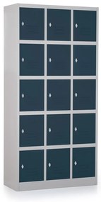 Dulap metalic - 15 cutii, 90 x 40 x 185 cm, blocare cu rotire, antracit - ral 7016