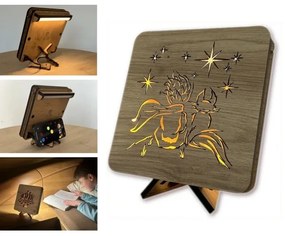 Li-Go 5788/DUB2 - Lampă LED decorativă de masă LED/12W/230V 19x19 cm stejar/Micul Prinț