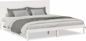 vidaXL Cadru pat foarte lung fără saltea, alb, 200x210 cm lemn masiv