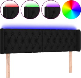vidaXL Tăblie de pat cu LED, negru, 163x16x78/88 cm, textil