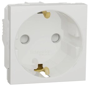 Priza simpla cu impamantare, standard german, cu obturatoare, 2 module, 16A, alba, Schneider Noua Unica
