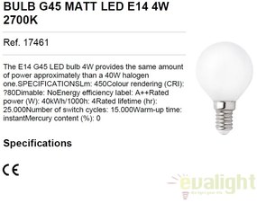 Bec LED G45 MATT E14 4W 2700K 17461
