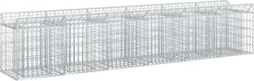 vidaXL Pat ridicat din gabion 2 pcs Argintiu 300 x 50 x 60 cm