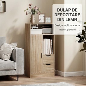HOMCOM Dulăpior de Baie Salvaspațiu cu 2 Sertare, Rafturi și Dulăpior, Lemn | Aosom Romania