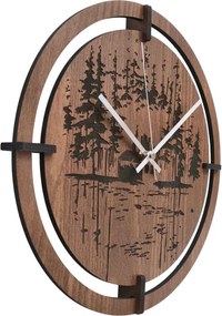SENTOP | Ceas de perete din lemn - motiv original de pădure de conifere | RENT
