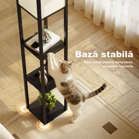 Lampă de Podea HOMCOM LED cu Rafturi, Lampă Modernă cu Comutator și Porturi USB, Lumină Reglabilă pentru Living și Dormitor, Neagră | Aosom Romania