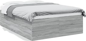 vidaXL Cadru de pat, gri sonoma, 135x190 cm, lemn prelucrat