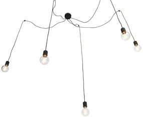 Lampă pendant de design neagră cu 5 lumini - Cavalux