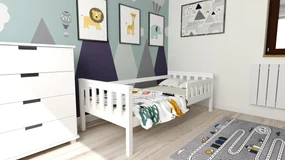 Pat pentru copii MONTY 90 x 200 cm, alb Saltele: Cu saltele Somnia 18 cm, Somiera pat: Cu lamele drepte