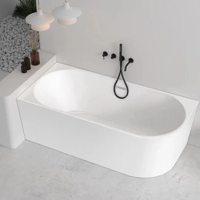 Cada freestanding Rune Birka acril alb lucios 170x80 cm montaj stanga lipita de perete, BTW