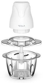 Tocator electric de alimente Tesla FC302W, 400W, Cupa de sticla, 1 L, 4 lame, Alb