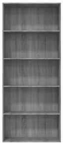 Biblioteca 5 niveluri gri sonoma 80x30x189 cm lemn compozit sonoma gri