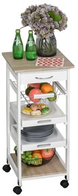 HOMCOM Carucior de Bucatarie Economisire Spatiu din Lemn Alb 37 x 37 x 82cm | AOSOM RO
