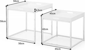 Set de 2 masute design industrial Elements alb