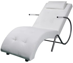 244095 vidaXL Șezlong cu pernă, alb, piele ecologică