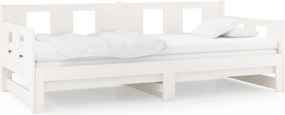 vidaXL Pat extensibil de zi, alb, 2x(90x190) cm, lemn masiv de pin