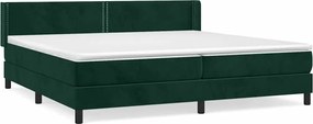 vidaXL Pat box spring cu saltea, verde închis, 200x200 cm, catifea
