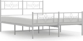 vidaXL Cadru de pat metalic cu tăblie, alb, 140x200 cm