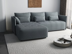 Colțar extensibil dumonde cu ladă de depozitare si sezut confortabil din spuma high-density, Malta Zoom Grey 235x185 cm