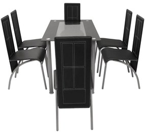 242915 vidaXL Set masă și scaune de bucătărie 7 piese, negru