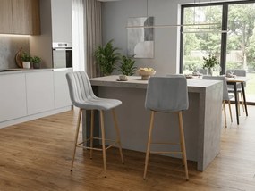Scaun de bar POZZA VELVET, gri deschis