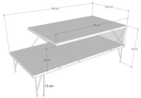 Masuta de cafea Kalune Design 854KLN2826, 100x50x40 cm, PAL, strat melaminat, Alb