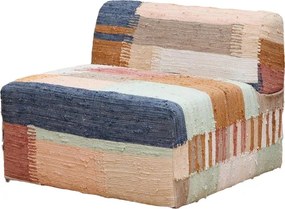 Fotoliu modular multicolor din bumbac chindi țesut manual, în terracotta, albastru, roz și maro, 88×90×75 cm, „Chindi”