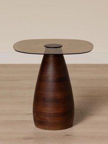 Masuta de cafea din lemn de mango si blat de sticla, "Ganache" (50 x 50 cm)