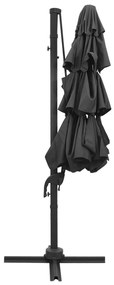 Umbrelă de soare 4 niveluri, stâlp de aluminiu, antracit, 3x3 m